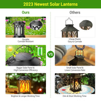 1 x RAW Customer Returns Garden Solar Lamps for Outdoor Hanging, GEARLITE 2 Pieces Solar Lanterns for Outdoors with Realistic Flame Effects, IP65 Waterproof Solar Lights Garden Decoration with Clips for Outdoor Yard Halloween Balcony - RRP €28.99