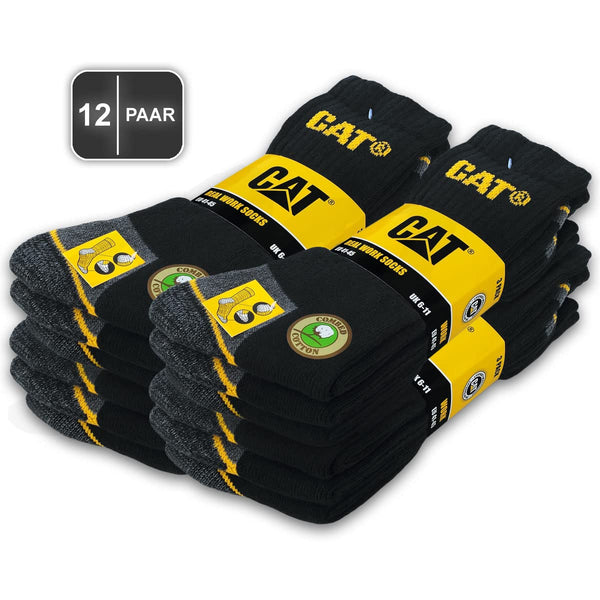 1 x RAW Customer Returns Caterpillar 12 pairs CAT REAL WORK SOCKS women s men s work socks business socks stockings size selection 35-50 35-40, 12 pairs black  - RRP €34.8