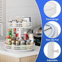 1 x RAW Customer Returns Lazy Susan Organizer 2 Tier Turntable Spice Rack 12 Inch Adjustable Metal Rotating for Cabinet Pantry Kitchen Countertop Dining Table Cupboard Makeup Storage White - RRP €36.99