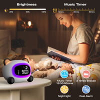 1 x RAW Customer Returns Lemnoi children s alarm clock sleep trainer for boys and girls, battery-operated children s alarm clock with snooze function, 4 brightness levels and colorful night light, gift for children - RRP €29.99