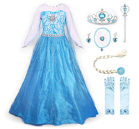 1 x RAW Customer Returns JerrisApparel Princess Costume Carnival Fancy Dress Party Dress 120, ELSA with Accessories  - RRP €26.59