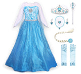 1 x RAW Customer Returns JerrisApparel Princess Costume Carnival Disguise Party Dress 130, ELSA with accessories  - RRP €21.56