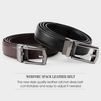 1 x RAW Customer Returns WERFORU Pack of 2 men s leather belts, automatic leather belts for suits and leisure, ratchet belts for men with automatic buckle - RRP €20.16