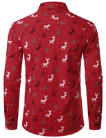 1 x RAW Customer Returns JOGAL Men s Funky Christmas Print Santa Claus Shirt Long Sleeve Button Up Casual Shirt Red Large - RRP €32.99