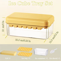 1 x RAW Customer Returns Ice Cube Tray with Lid Ice Cube Tray Freezer Ice Cube Maker with Container 60 Ice Cube Trays Easy Release Ice Cube Trays 2 Tiers, 1 Ice Bucket and Scoop Yellow - RRP €17.14