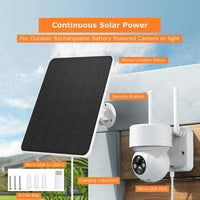 1 x RAW Customer Returns 6W solar panel for surveillance camera, solar module for DC 5V security camera, outdoor camera, doorbell and outdoor lighting with USB and USB-C connection, IP65 3m cable, 360 adjustable bracket - RRP €22.99