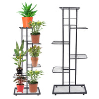 1 x RAW Customer Returns 6 Layer Plant Rack, Metal Potted Flower Display Stand Decorative Plant Stand Multifunctional Balcony Ladder Hold 7 Pots 22x43.5x103cm Dark Gray  - RRP €48.99