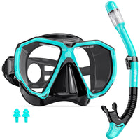 1 x RAW Customer Returns Hiipeak Snorkeling Set Adults, Diving Goggles Adults with Dry Snorkel, Anti-Fog Anti-Leak Diving Goggles with Tempered Glass Snorkel, Snorkel Sets for Snorkeling and Diving Blue - RRP €24.82