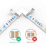 1 x RAW Customer Returns 6 pin corner connector 12 mm 4 pieces LED strips 90 trooplex corner connector 6 pin L shape strip connector right angle solderless 4 pieces RGBWW CCT angled connector warm white cold white - RRP €8.6