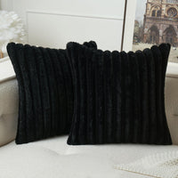 1 x RAW Customer Returns MIULEE Plush Velvet Cushion Cover Pillowcases Faux Fur Soft Modern Sofa Cushions Throw Pillows Smooth Zipper Washable Decorative Cushion Cover for Living Room Bedroom Sofa Set of 2 50 x 50 cm Black - RRP €20.49