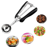 1 x RAW Customer Returns Stainless steel ice cream spoon, ice cream scoop with trigger, 3 pieces of ice cream ball scoop, comfortable ice cream scoop for ice cream balls, mashed potatoes, meatballs, fruit, dough, portioner with tong handle - RRP €26.99