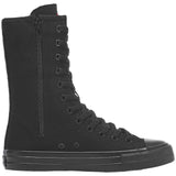 1 x RAW Customer Returns rismart Women Canvas Mid Calf Boots Punk High Tops Lace Up Shoes Black,41 EU  - RRP €58.8