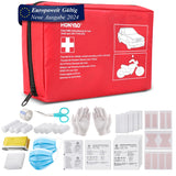 1 x RAW Customer Returns HONYAO first aid kit car 2024, vehicle first aid kit according to current DIN 13164, first aid kit car, StVO compliant, first aid bag for cars, motorcycles, trucks, caravans, valid throughout Europe - RRP €16.94