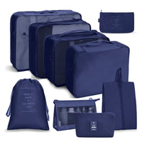 1 x RAW Customer Returns OSDUE Suitcase Organizer Set 9 Pieces, Packing Cubes, Waterproof Travel Clothes Bags, Packing Bags for Suitcases, Packing Cubes with Cosmetic Bag, Digital Bag, USB Cable Bag Navy Blue  - RRP €18.14