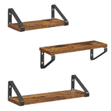 1 x RAW Customer Returns VASAGLE Wall Shelf, Floating Floor, 3 Pack, 2 Mounting Options, Hanging Shelf, for Living Room, Kitchen, Office, Bathroom, Rustic Brown and Black LWS33BX - RRP €24.99