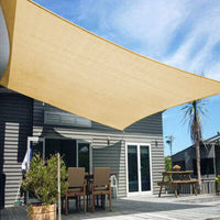 1 x RAW Customer Returns HENG FENG Rectangular HDPE Shade Sail Awning 4x5m UV Protection Resistant Breathable for Terrace Outdoor Patio Garden Beige Color - RRP €64.45