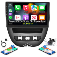 1 x RAW Customer Returns 2 64G Android Car Radio for Peugeot 107 Citroen C1 Toyota Aygo 2005-2014 - 10.1 inch touchscreen car radio with Carplay and Android Auto - WiFi GPS SWC Backup camera and microphone - RRP €165.24