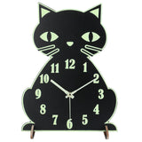 1 x RAW Customer Returns Plumeet Kids Wall Clock with Light Up Cat for Bedroom, Desk Clock for Children s Room, Silent Wooden Clock, Battery Operated - RRP €19.99