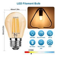 1 x RAW Customer Returns ProCrus E27 Vintage LED light bulb, G45 4W Edison LED lamp, 2700K warm white lighting filament LED, 300LM light source replacement for 30W incandescent lamp, not dimmable, amber LED bulb, energy class F, 10 pieces - RRP €22.12