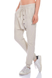 1 x Brand New Laeticia Dreams women s boyfriend pants with button placket baggy pants cotton SML XL, color beige size 36 - RRP €27.6