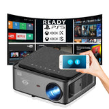 1 x RAW Customer Returns 4K Projector, Android 9.0, 10,000 Lumens, 20,000 1 Contrast, Native Full HD, 300 Home Theater, Bluetooth, Integrated Speakers, Portable, 4D Keystone, Ready for PS5, Xbox Series, Digital Zoom - RRP €272.26