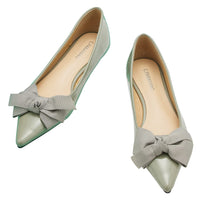 1 x RAW Customer Returns C.Paravano Pointed Flat Shoes for Women Women Flat Shoes Ribbon Bow Ballet Shoes 42,Light Green  - RRP €95.2