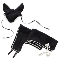 1 x RAW Customer Returns Panduro Hobby Horse Outfit Set - Long Luxury Blanket Hood for Stock Horses - Black Fleece - RRP €22.08