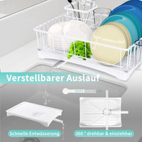 1 x Brand New TONLEA Dish Drainer Rack, Stainless Steel Dish Racks for Kitchen Counter, Space Saving Dish Drainer, Hanging Fruit Basket with Tray, Kitchen Organizers and Storage, White - RRP €30.24