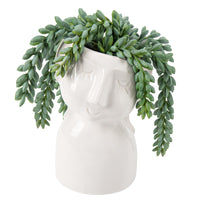 3 x Brand New  10cm Ceramic Vase Flower Pot Ceramic Head Shape for Indoor and Outdoor Plants, Planter for Indoor Plants, Retro Decoration, Flower Pot with Face Statue for Home Decoration, White - RRP €61.2