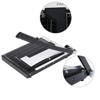 1 x RAW Customer Returns Voluker Professional A4 Paper Cutter, Metal Base, Lever Cutter, Safety Protection, Simultaneous Cutting, 12 Sheets of Paper, 33 x 25 x 3 cm, Black - RRP €49.99