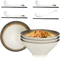 1 x RAW Customer Returns Greentainer Ramen Bowl made of melamine-4 pcs Japanese tableware set 40 OZ 1170ml soup bowls Noodle Bowl with chopsticks and spoon for salad, large bowl for children adults - RRP €31.42