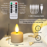 1 x RAW Customer Returns ZIYOUDOLI Set of 6 Rechargeable LED Tea Lights with Timer Remote Control USB Cable Flickering Flameless LED Tea Lights Warm White Dimmable Suitable for Christmas Wedding Party - RRP €24.82