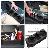 1 x RAW Customer Returns Ruucy Car Drink Holder Cup Holder PU Leather Drink Holder Car Organizer Storage Box Drink Holder for Coffee, Drink, Bottle, Milk With 4 Car Hooks 2 Car Coasters-Black  - RRP €19.61