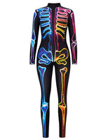 1 x RAW Customer Returns Idgreatim Women s Halloween Costume 3D Printed Long Sleeve Tight Skeleton Outfit Cosplay Costume - RRP €30.72