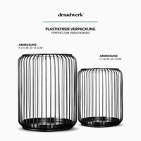 1 x RAW Customer Returns draadwerk lantern set of 2 Candlestick metal black Candle holder large oval Black decoration Decoration Decorative lanterns made of wire black  - RRP €30.16