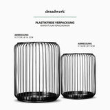 1 x RAW Customer Returns draadwerk lantern set of 2 Candle holder metal black Candle holder large oval Black decoration Decoration Decorative lanterns made of wire black  - RRP €30.16