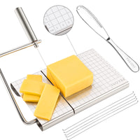 1 x RAW Customer Returns Cheese cutter, cheese cutter with wire and 1 PCS butter knife-butter cutter, cheese cutter stainless steel with 5 PCS replacement wire, cheese slicer, cheese board with wire, cheese knife, cheese slicer, cheese cutter - RRP €19.19