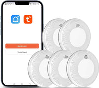 1 x RAW Customer Returns Safeliveo smoke detector WLAN 10 years battery with app notification, mute and self-test function Smart fire detector 5pcs Tested according to DIN EN 14604 Compatible with Tuya Smart Life APP  - RRP €159.99