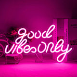 1 x RAW Customer Returns Wanxing Good Vibe Only Neon Sign Good Vibes LED Neon Light Pink Letter Neon Wall Lamp for Bedroom Wall Decoration, Wedding Party, Girls Room, Hotel, Bar - RRP €36.99