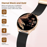 1 x RAW Customer Returns QEYUMY Smartwatch Women with Phone Function, 1.39 TFT HD Touchscreen, IP67 Waterproof with 120 Sports SpO2 Heart Rate Monitor Menstrual Cycle Sleep Monitor, Wristwatch for iOS Android Black Gold - RRP €49.99