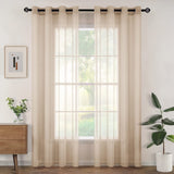 1 x RAW Customer Returns Woaboy Voile Curtains Transparent Living Room with Eyelets Stores Curtains Bedroom Eyelet Curtain Panel Curtain Loop Curtains Modern Set of 2 140 x 260 cm W x H Beige - RRP €25.99