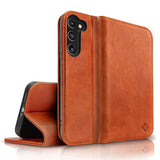 2 x Brand New NALIA genuine leather flip case compatible with Samsung Galaxy S23 Plus case, 360 degree book case, RFID protection, folding case with card slots and magnetic closure, mobile phone case with stand function, color brown - RRP €70.56