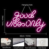 1 x RAW Customer Returns Wanxing Good Vibe Only Neon Sign Good Vibes LED Neon Light Pink Letter Neon Wall Lamp for Bedroom Wall Decoration, Wedding Party, Girls Room, Hotel, Bar - RRP €36.99