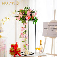 1 x RAW Customer Returns Nuptio Black Vase Plant Stand 2 Pack 80cm Tall Flower Vases for Wedding Birthday Party Centerpieces Metal Columns Presentation Table Stand for Inside Corner Flower Stand - RRP €61.98