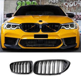 1 x RAW Customer Returns Hengjiayao G30 Grille G31 Kidneys Black suitable for BMW 5 Series G30 G31 Grill Kidneys Black 2017-2020 Grill Gloss Black Double Bar Sport Grille For 5 Series G30 2017-2020  - RRP €57.47