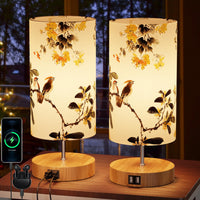 1 x RAW Customer Returns GPATIO bedside lamp set of 2, LED table lamp modern bedside lamp touch dimmable, decorative bedroom printed table lamp, 2 USB charging port LED lamp for decorative bedroom living room - RRP €69.99