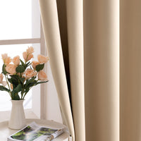 1 x RAW Customer Returns MIULEE Blackout Living Room Curtains Modern Bedroom Curtains Anti-Light Curtains, Room Thermal Insulating Curtains Cold and Heat, Strong and Soft Window Curtains Beige 140x245 CM 1 Piece  - RRP €20.49