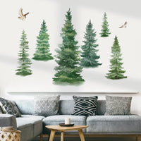 1 x RAW Customer Returns decalmile Wall Sticker Tree Large Watercolor Pine Tree Wall Sticker Green Plants Wall Stickers Living Room Children s Room Bedroom Wall Decoration H 95cm  - RRP €18.13