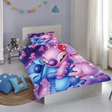 1 x RAW Customer Returns DELLIOP Lilo Stitch duvet cover for girls Duvet Cover with Zipper 2 Pillowcases 50 x 75 cm Purple, Single 90x190  - RRP €32.9