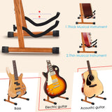 1 x RAW Customer Returns Guitar Stand, Wooden Electric Guitar Stand with Non-Slip Rubber and Soft Foam Arms, Portable Foldable A-Frame Acoustic Guitar Stand, Easy to Assemble, Floor Stand for On the Go - RRP €23.44